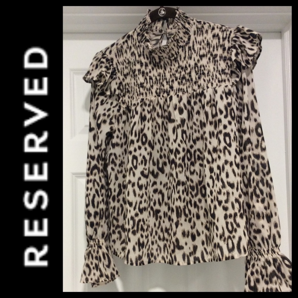 Reserved YFL Leopard Print Smocked Blouse